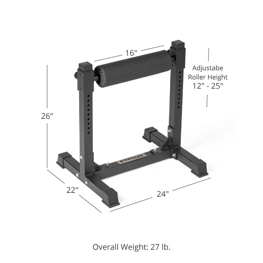 Rodillo para sentadillas en una pierna Titan Fitness, dispositivo de entrenamiento autónomo especialmente diseñado para la parte inferior del cuerpo y las sentadillas búlgaras.