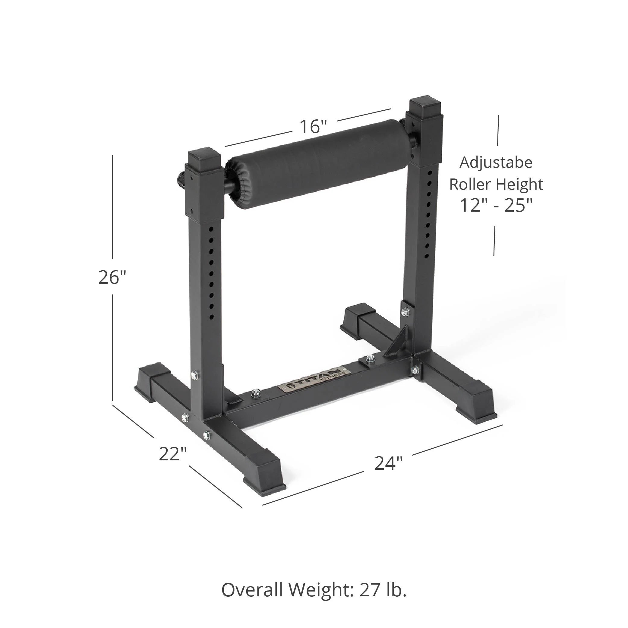 Rodillo para sentadillas en una pierna Titan Fitness, dispositivo de entrenamiento autónomo especialmente diseñado para la parte inferior del cuerpo y las sentadillas búlgaras.