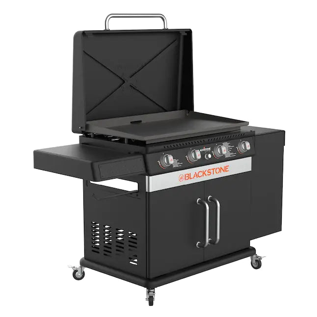 Mesa de Cocina Blackstone de 36" con Parrilla Plana, Parrilla de Gas Propano con 4 Quemadores y Mesa Lateral