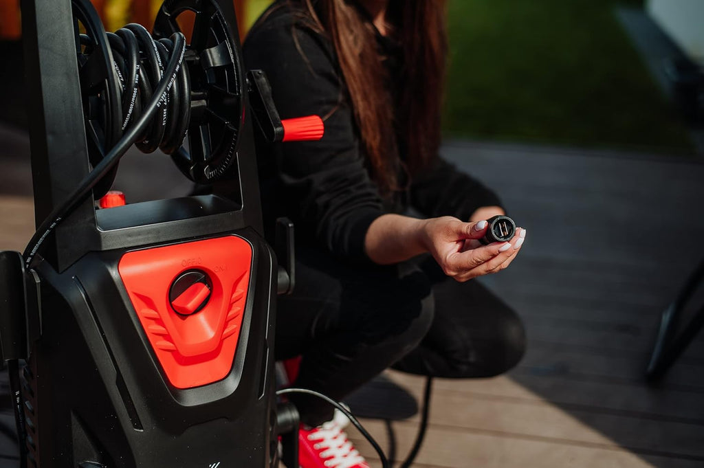 LEHMANN Missouri High Pressure Washer, 2200 W, Max 240 Bar, Flow Rate 480 l/h, 12 m High Pressure Hose, with Accessories - Foam Lance, Adjustable Nozzle, Turbo Nozzle