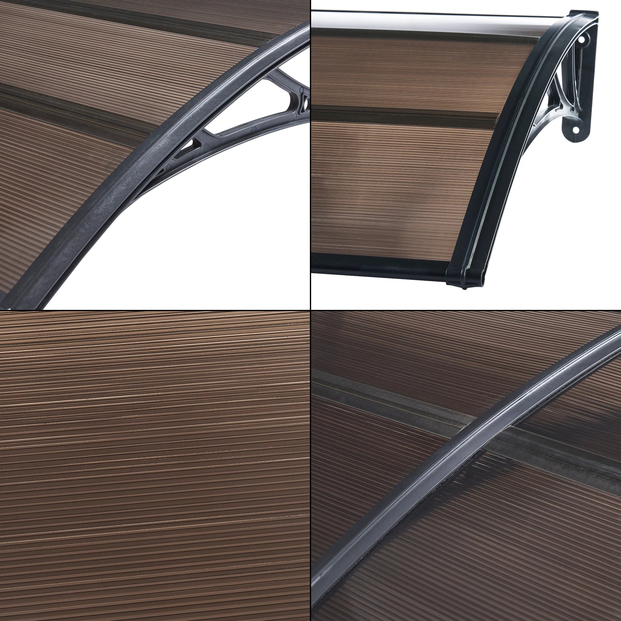 2025 Marquesina de diseño para puerta de entrada, marquesina de bienvenida resistente a la intemperie 200 x 100 cm, negro y marrón