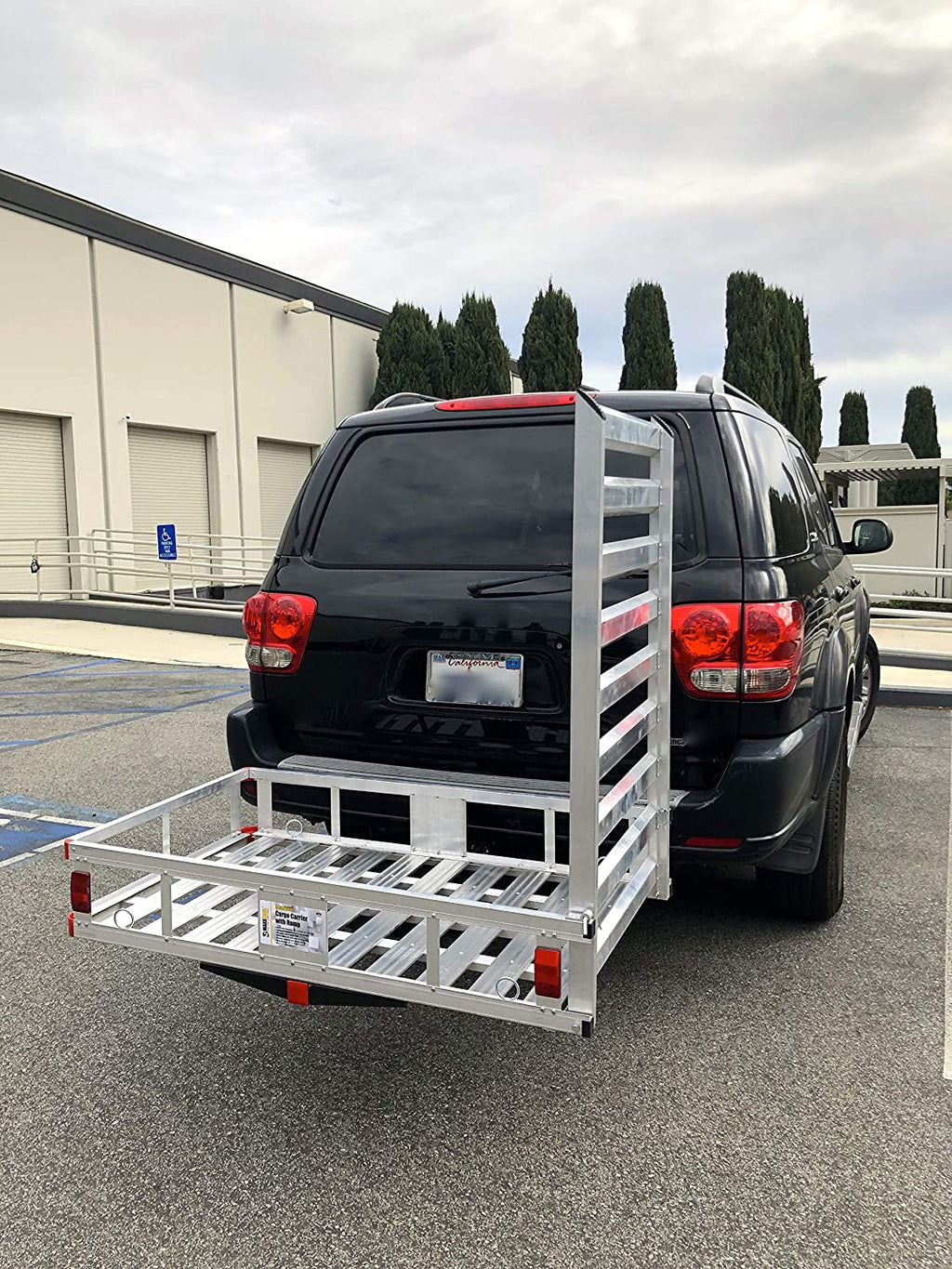 80779 Portaequipajes de aluminio para enganche de remolque con rampa de 119 cm, 1 pieza