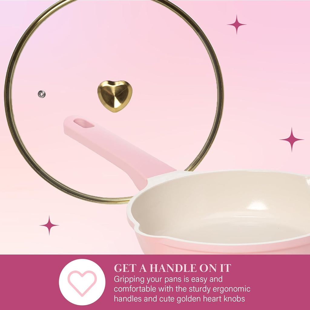 Paris Hilton Cast Aluminum Cookware Set, Pink