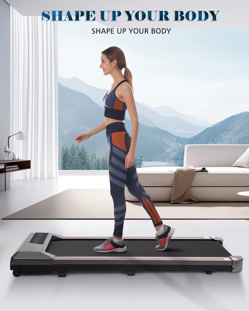 Cinta de correr Naipo 2,5 CV para uso doméstico con pantalla LCD, ruedas de transporte y capacidad máxima de 120 kg.