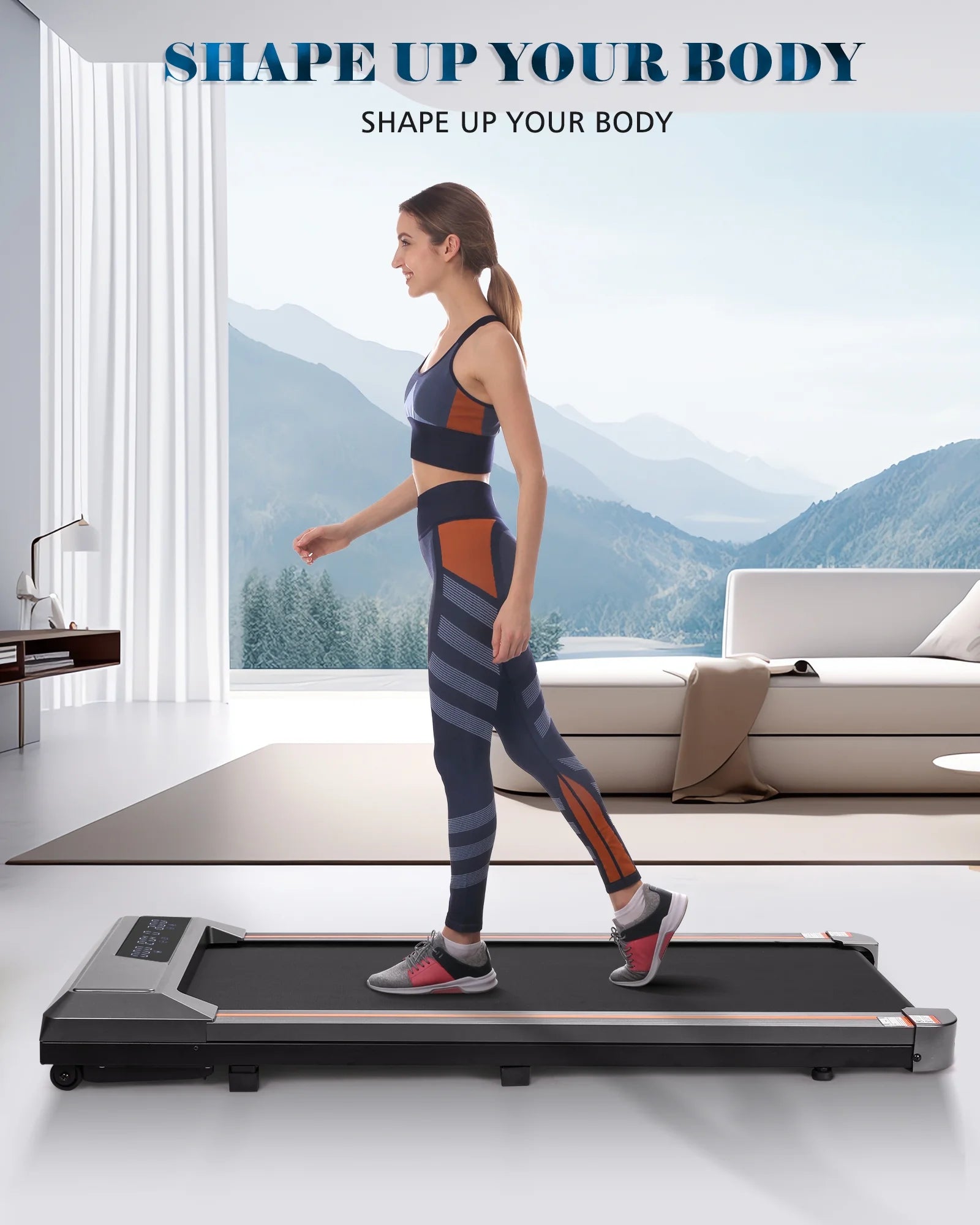 Cinta de correr Naipo 2,5 CV para uso doméstico con pantalla LCD, ruedas de transporte y capacidad máxima de 120 kg.
