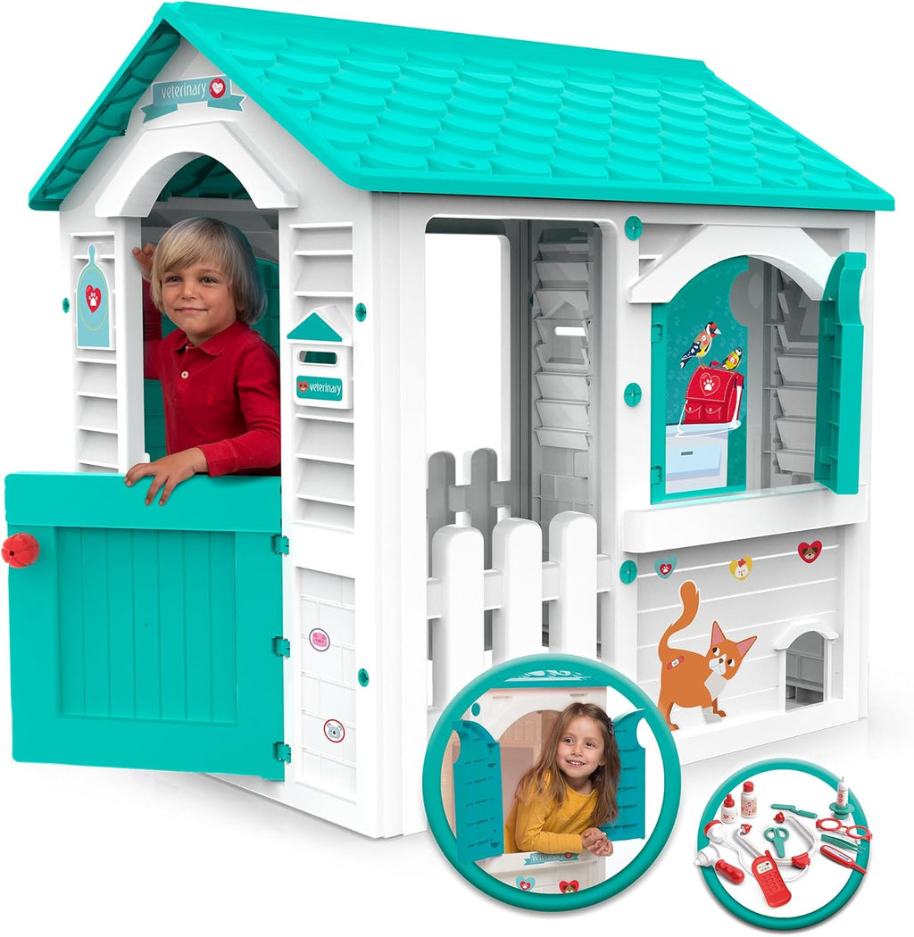 Chicos - Country Cottage Children's Outdoor and Indoor Cottage, Made of Durable and Durable Plastic, White, Unique, Measures 84 x 103 x 104 cm (89607)