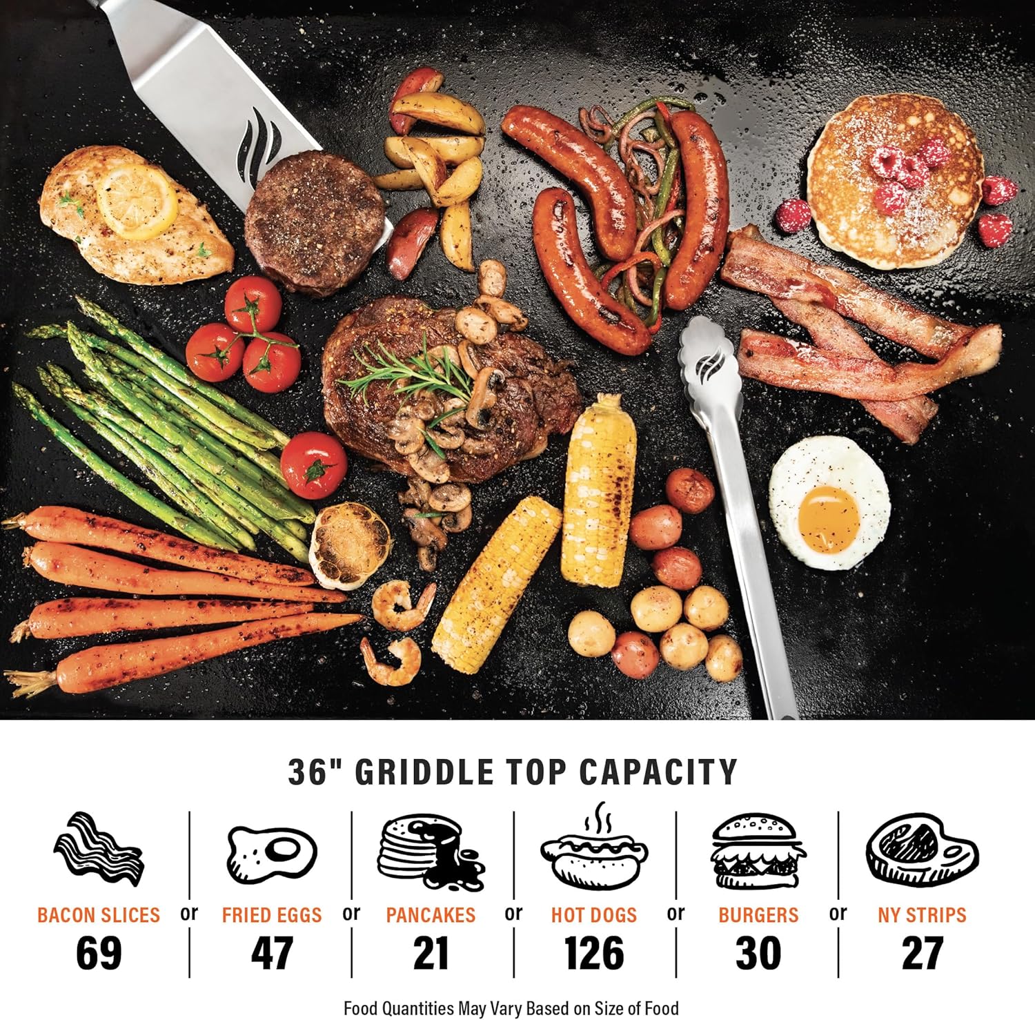 2025 Blackstone 2310 Griddle Omnivore de 36" Forjada en Hierro – Acero Recubierto con Polvo y Tapa Reforzada, Acabado Negro