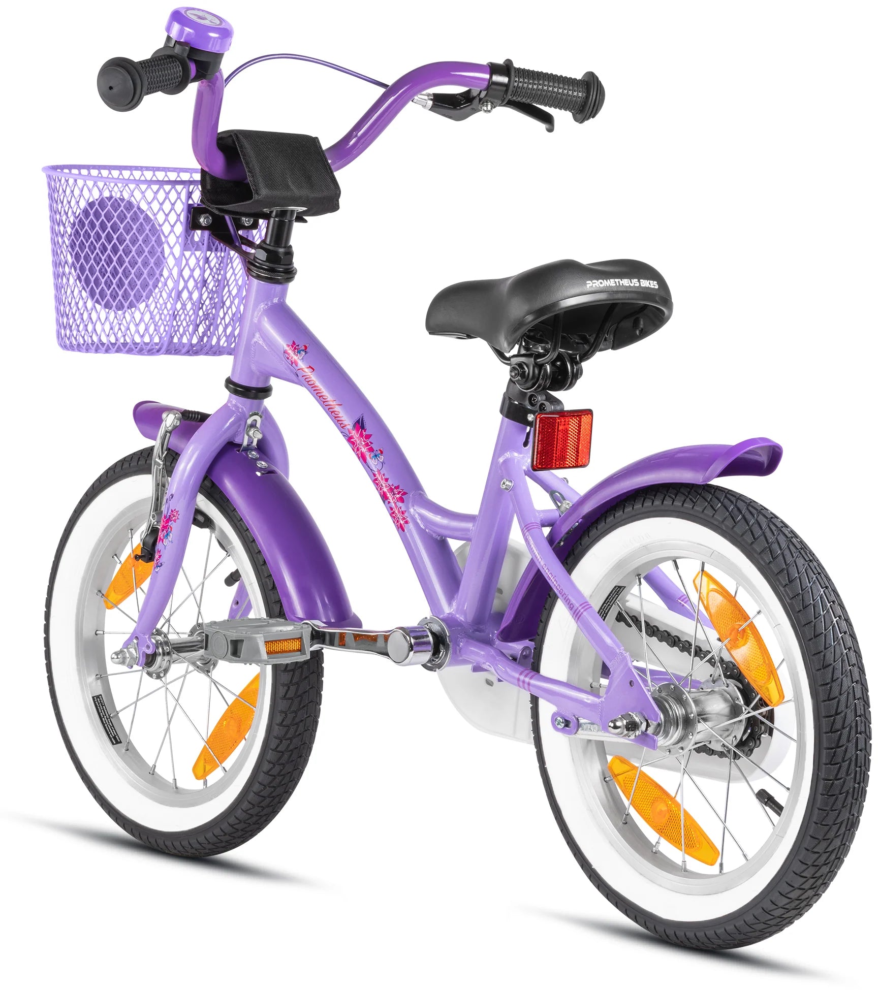 2025 Bicicleta Infantil de 14 Pulgadas con Ruedas de Apoyo, Violeta y Blanco, desde 3-4 Años