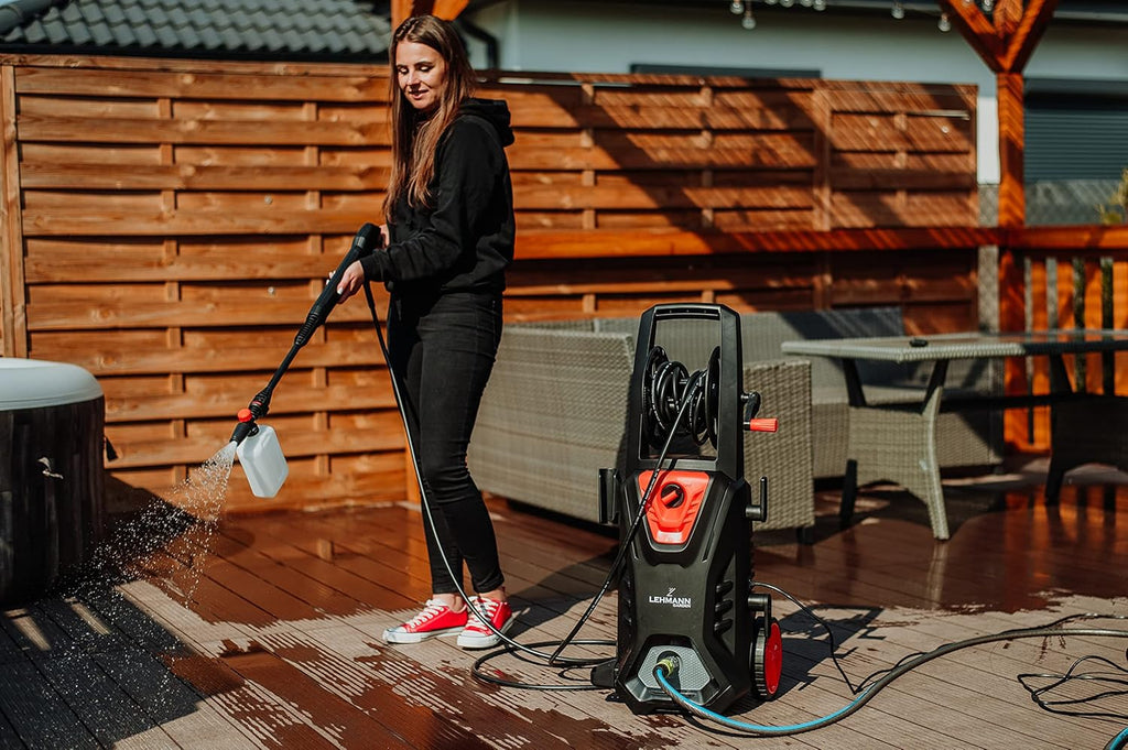LEHMANN Missouri High Pressure Washer, 2200 W, Max 240 Bar, Flow Rate 480 l/h, 12 m High Pressure Hose, with Accessories - Foam Lance, Adjustable Nozzle, Turbo Nozzle
