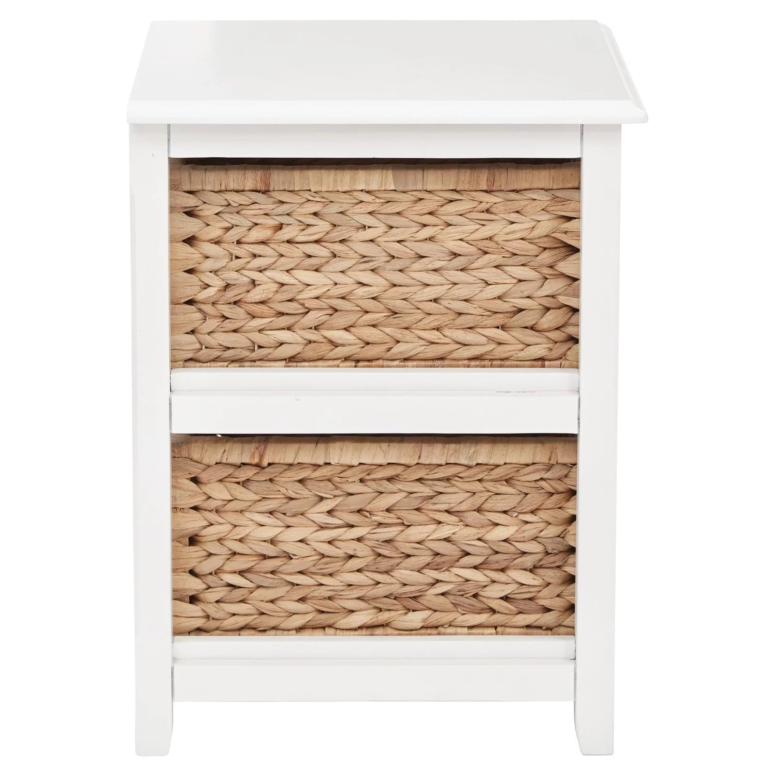 2025 Seabrook Mueble de almacenamiento de dos niveles en madera compuesta blanca con cestas naturales