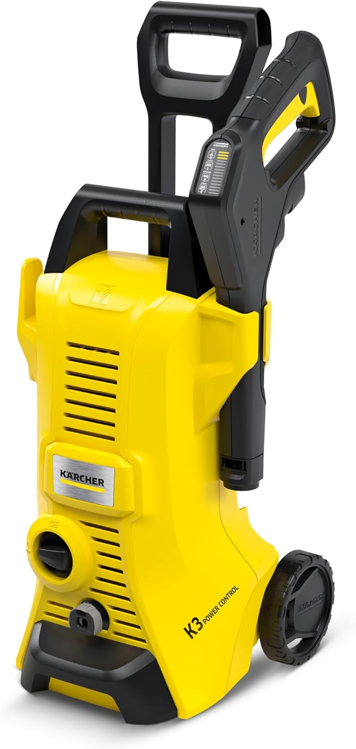 Kärcher K 3 Power Control pressure washer, pressure: 120 bar, flow rate: 380 l/h, yield: 25 m²/h, water filter, weight: 4.4 kg, high-pressure gun and hose, lance, turbo nozzle