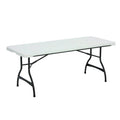 2025 Mesa Plegable Apilable de 6 Pies, Superficie con Acabado de Granito Blanco