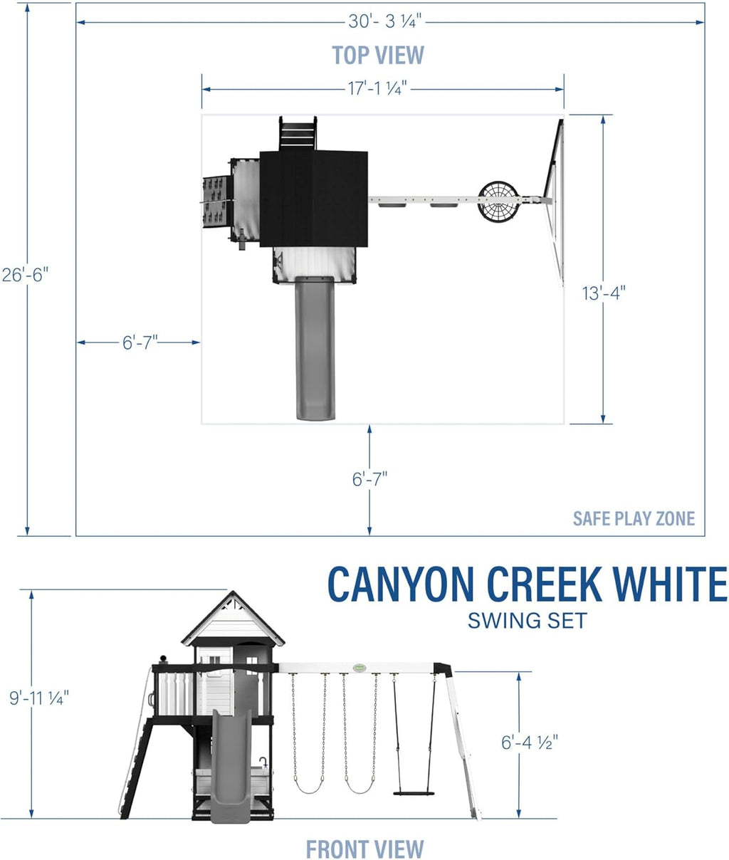 2025 Backyard Discovery Canyon Creek Set de Juego Exterior en Madera de Cedro con Tobogán, Casa en el Árbol, Columpios y Pared de Escalada
