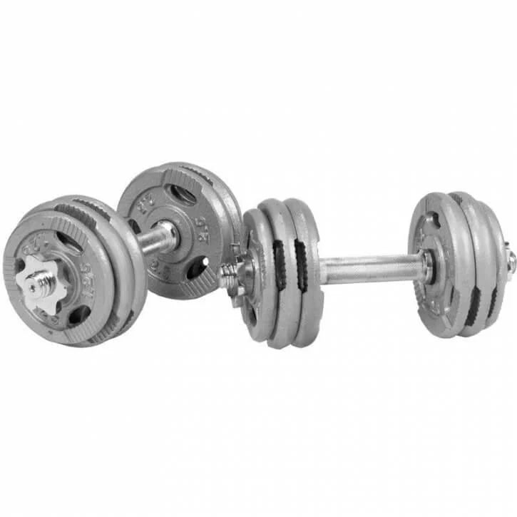 2025 Set de mancuernas cortas de fundición Gripper 30 kg plateado