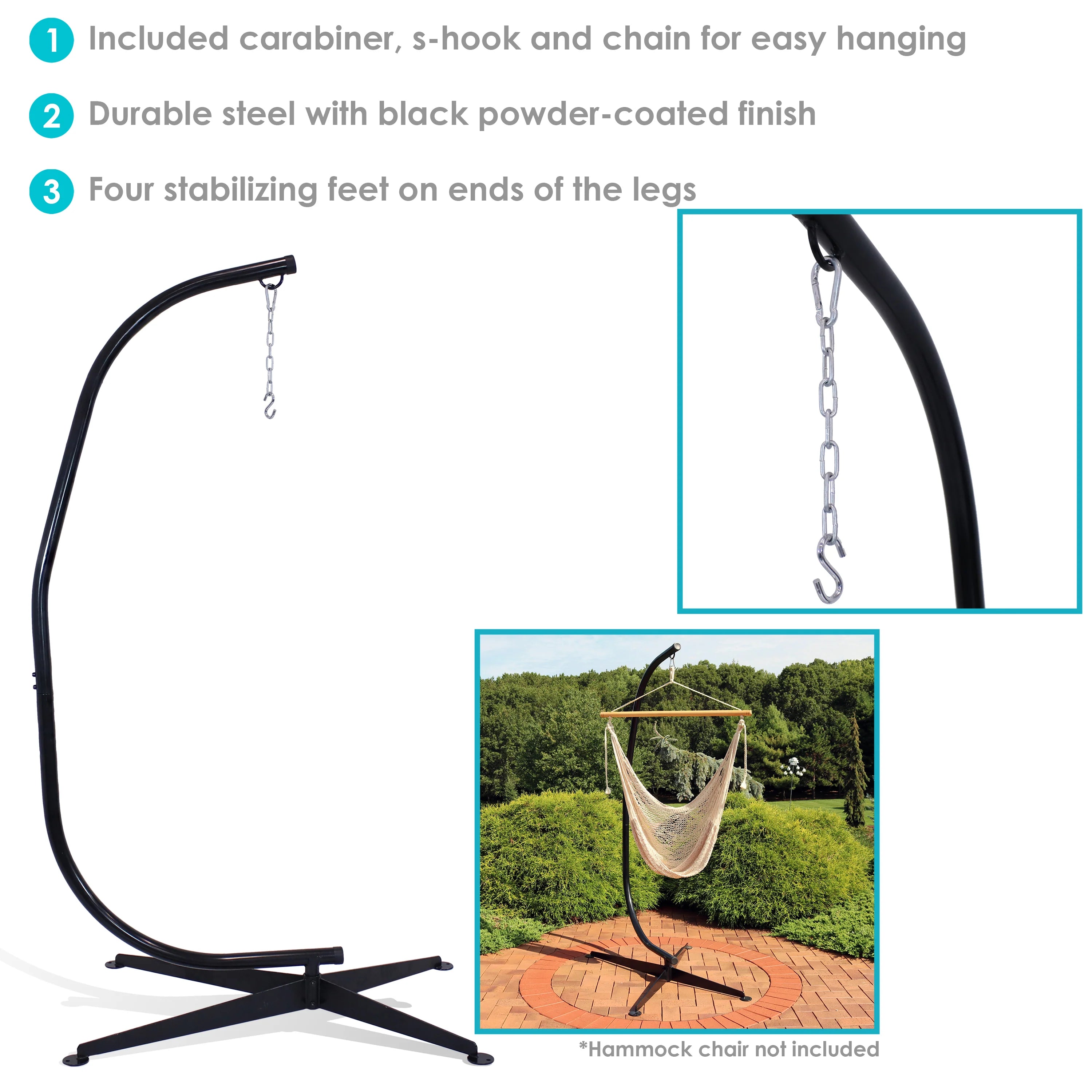 2025 Sunnydaze Hanging C-Stand para Silla Hamaca Colgante