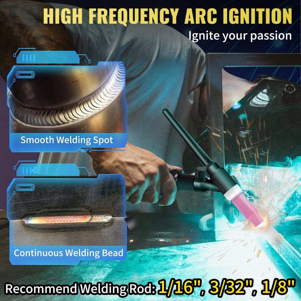 2025 Soldadora TIG VEVOR 210A 3-en-1, bi-tensión 110/220V, modos HF TIG / MMA / limpieza con USB, inversor IGBT y antorcha, máquina de arco digital para acero inoxidable, hierro, acero estructural, cobre y níquel