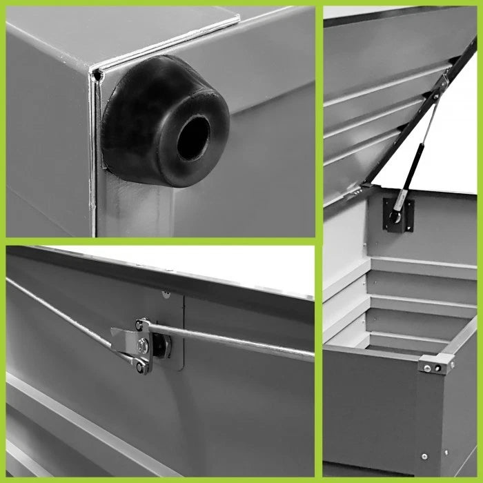 2025 Cofre de jardín de metal – 400 L – Caja de almacenamiento con tapa