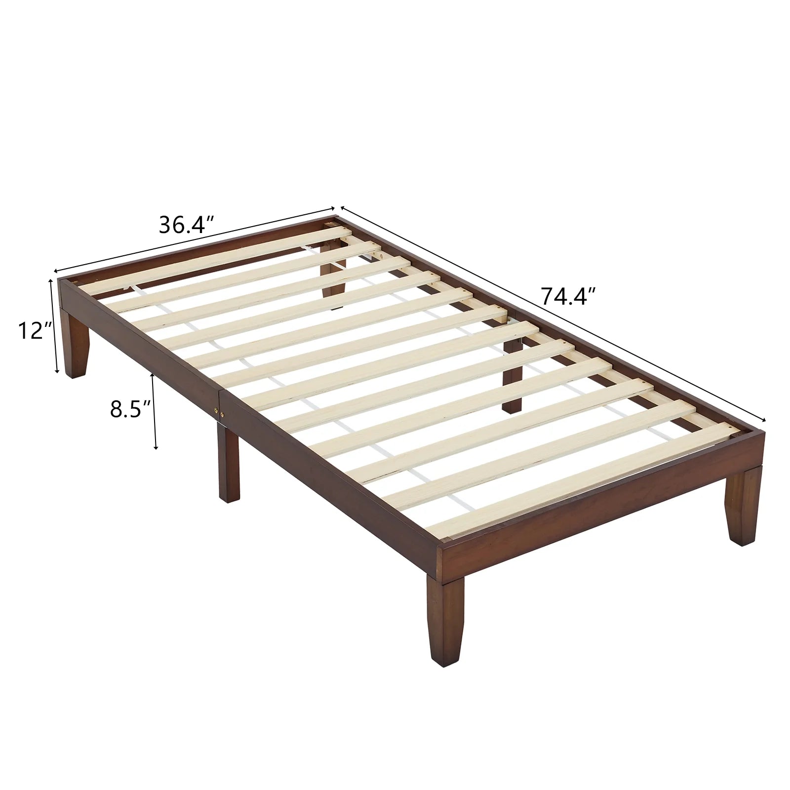 2025 Estructura de cama individual de madera con acabado marrón – diseño robusto y sencillo, 197,2 x 96,5 x 30,5 cm – ideal para habitación infantil.
