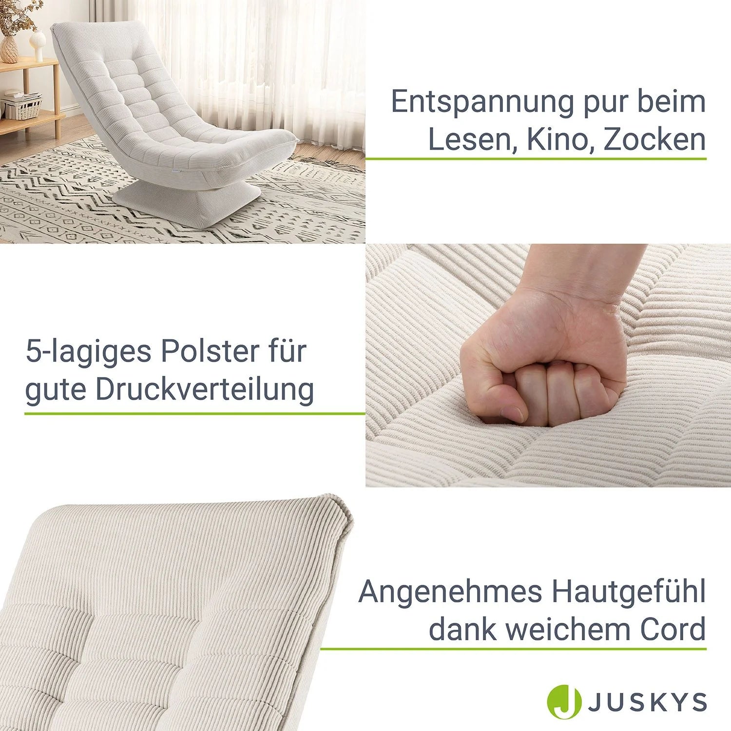 2025 Sillón relax Korsika en terciopelo acanalado