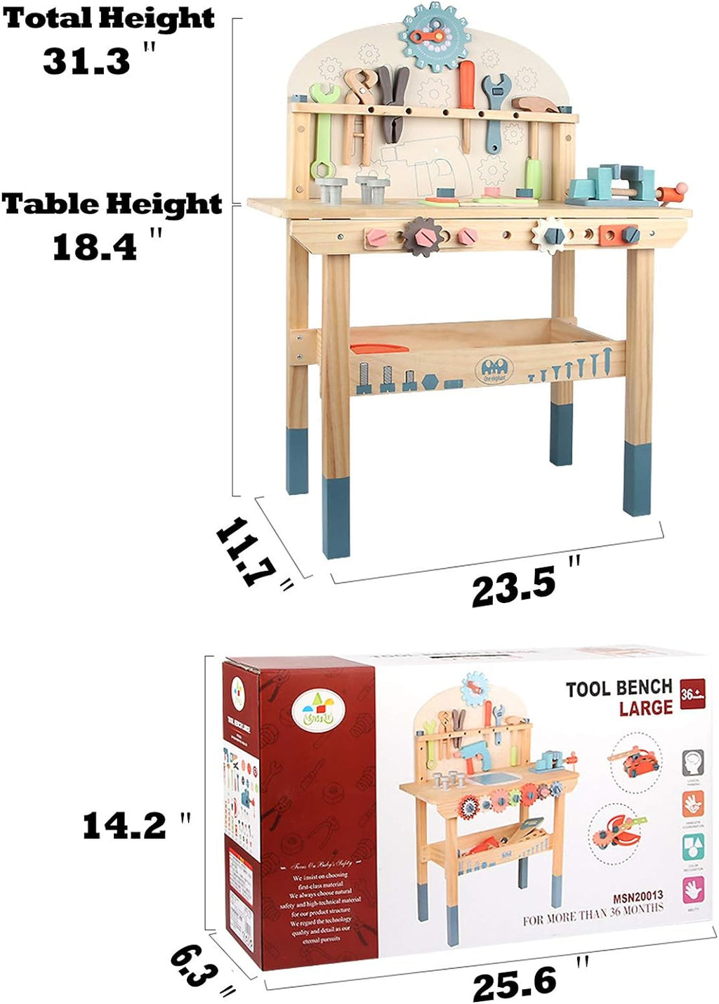 2025 Banco de Trabajo para Niños con Juego de Herramientas, Construcción en Madera