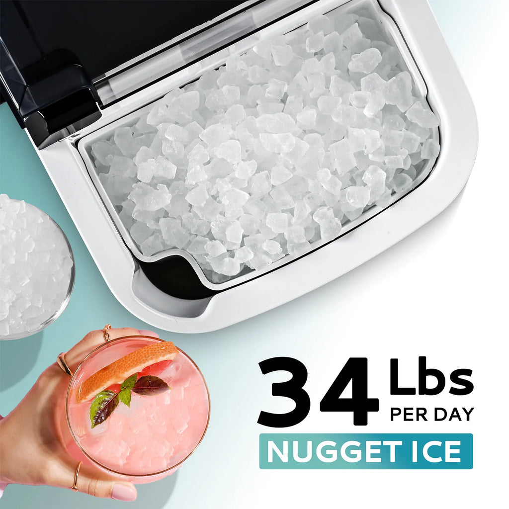 2025 Máquina de hielo portátil EUHOMY con hielo tipo nugget y limpieza automática Sonic