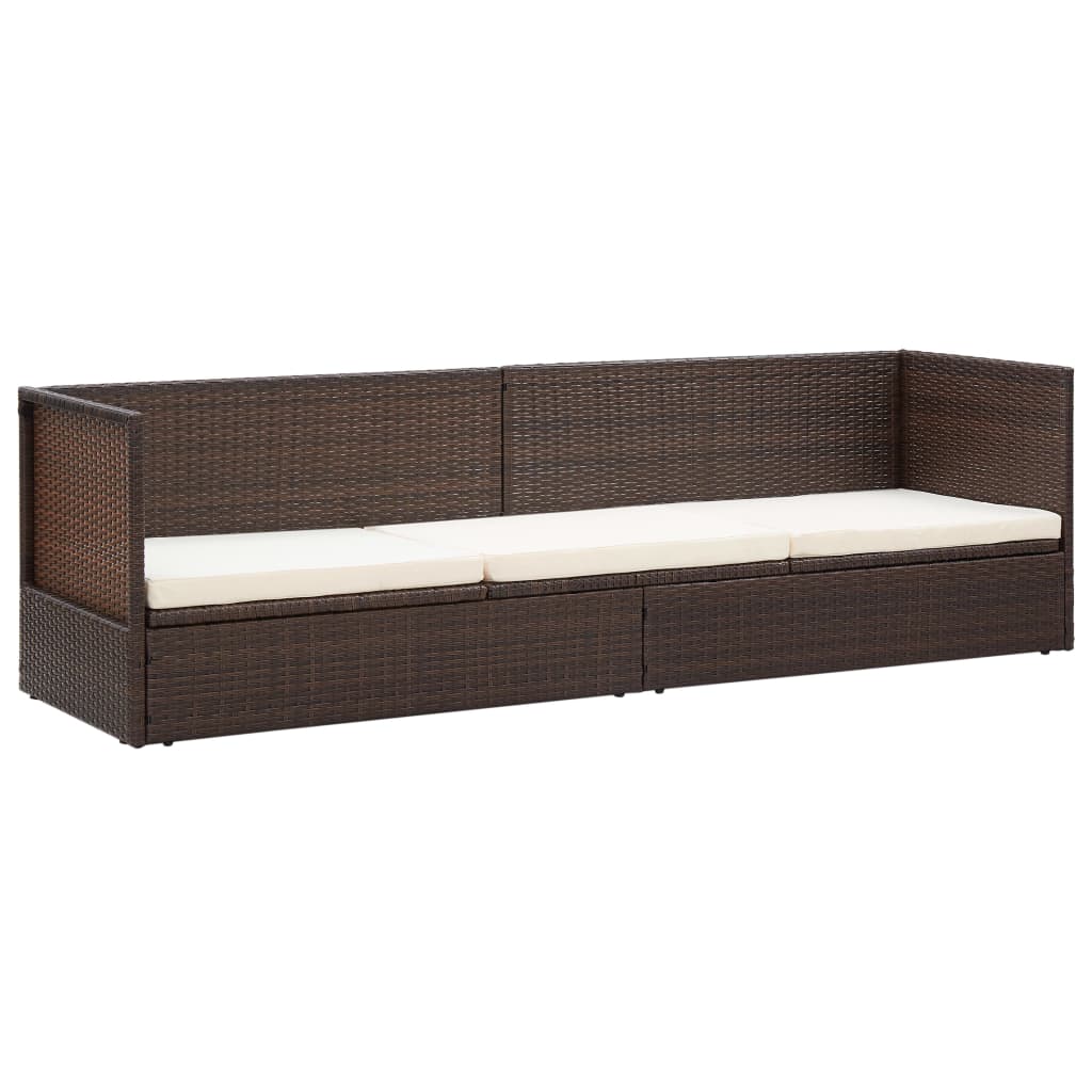 2025 Sofá de jardín con cojines ratán sintético marrón v8615