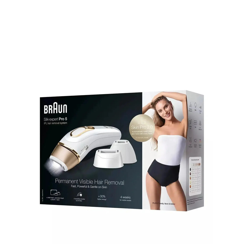 2025 Braun Silk-expert Pro 5 PL5257 Sistema de Depilación IPL con cabezales de precisión y ancho – Para una piel maravillosamente suave