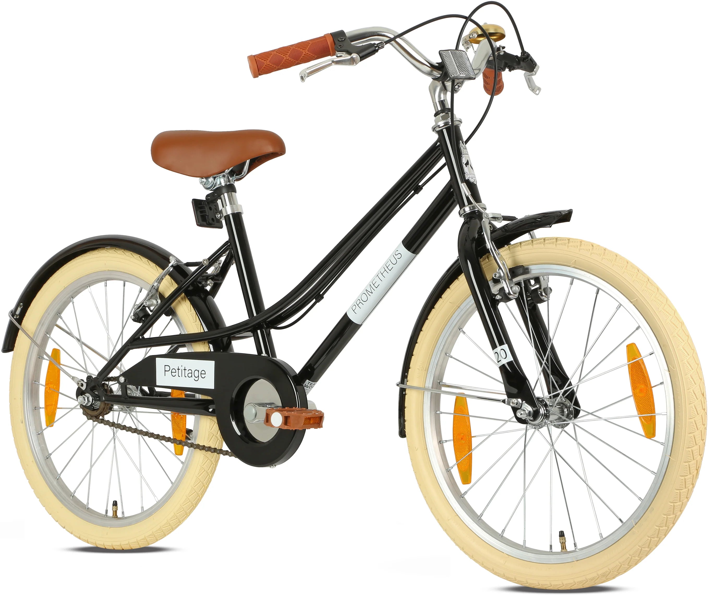 2025 Bicicleta Infantil Retro de 20 Pulgadas, Negra, para Niños de 6 a 7 Años