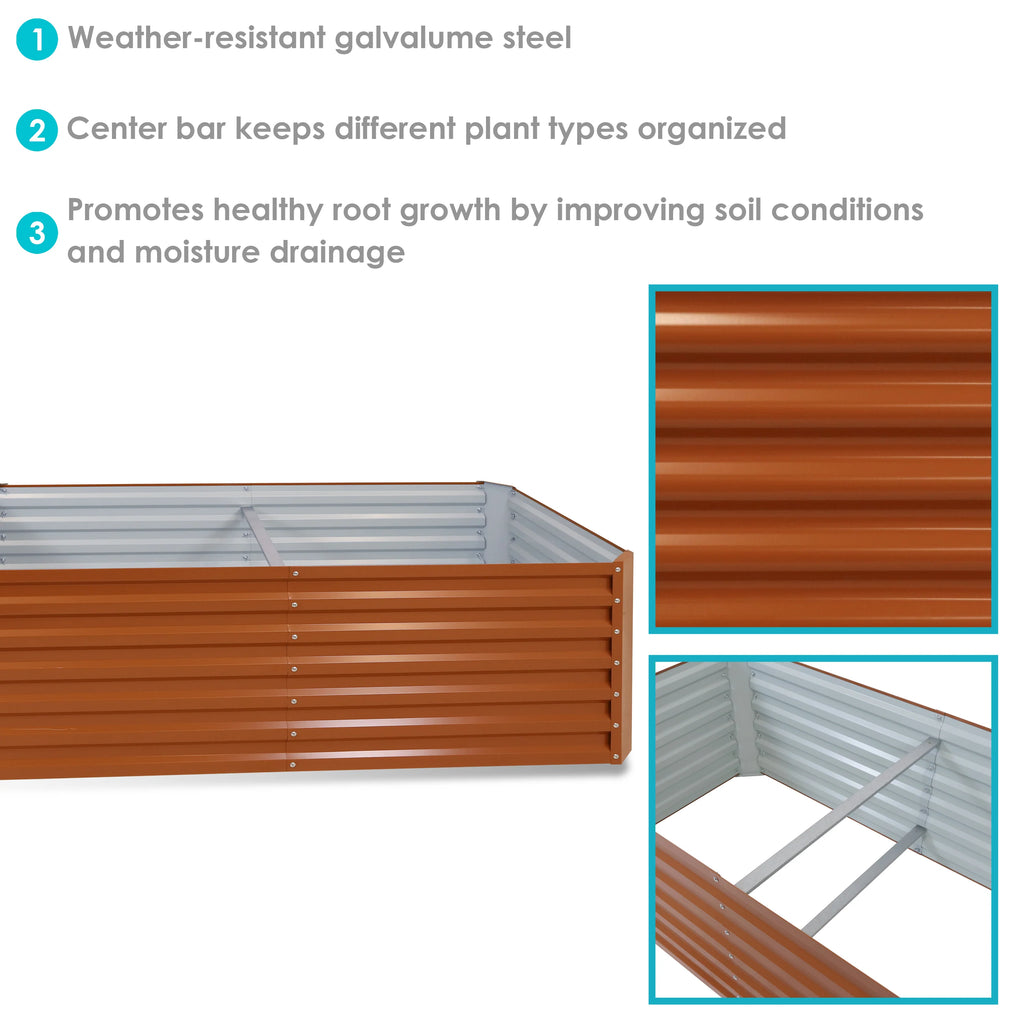 2025 Cama Elevada Rectangular para Jardín Sunnydaze de Acero Galvalume - 180 cm