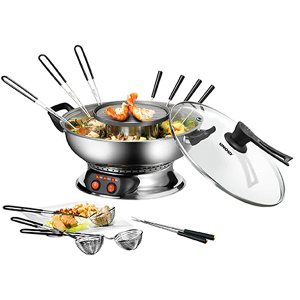 2025 Asia-Fondue – Set eléctrico para fondue de caldo y aceite, temperatura ajustable, accesorios para 6 personas