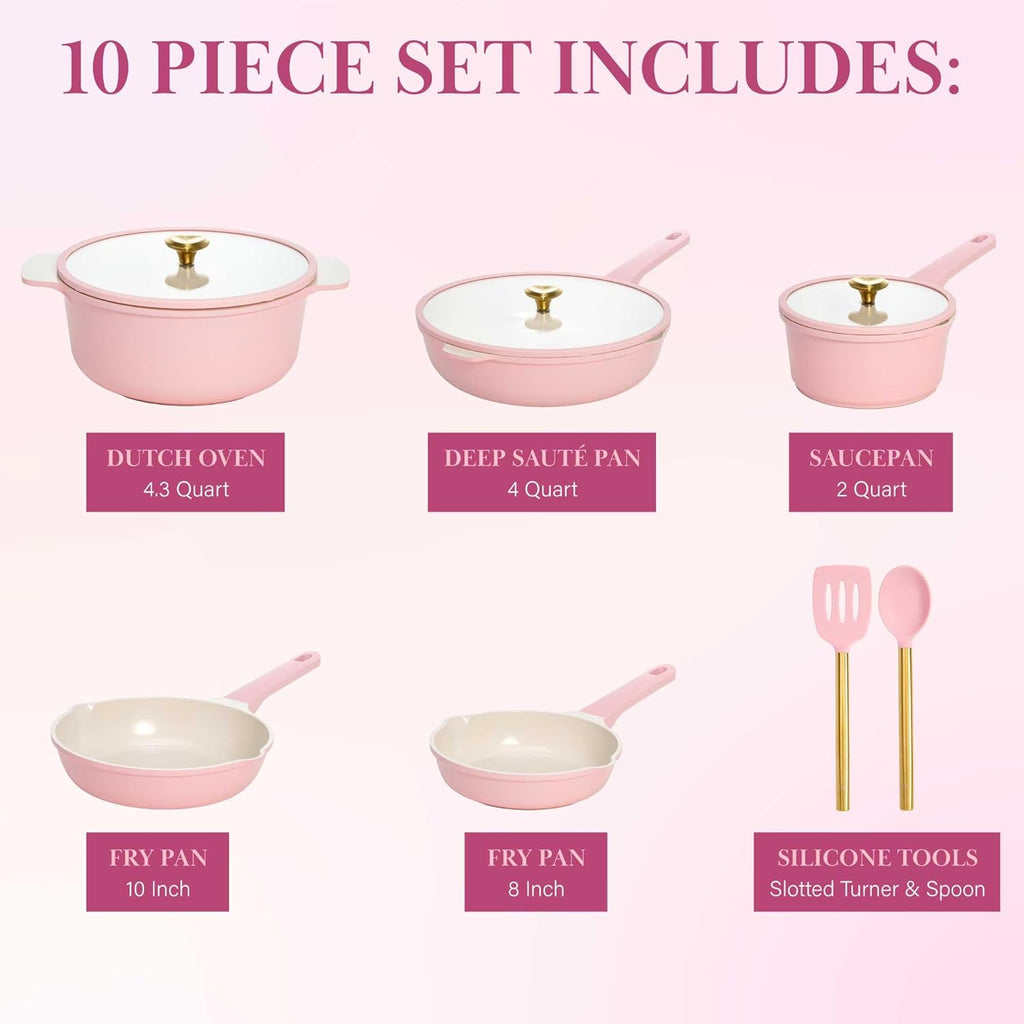 Paris Hilton Cast Aluminum Cookware Set, Pink