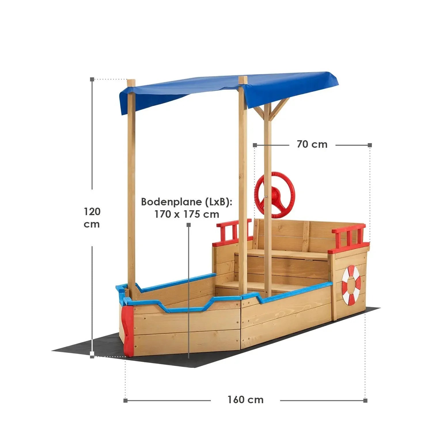 2025 Caja de arena Käpt’n Pit - Barco pirata de madera
