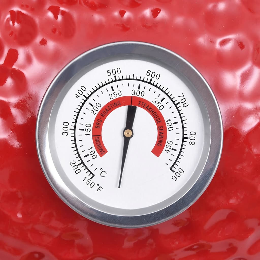 2025 Parrilla y ahumador Kamado de cerámica 56 cm con indicador de temperatura rojo BBQ