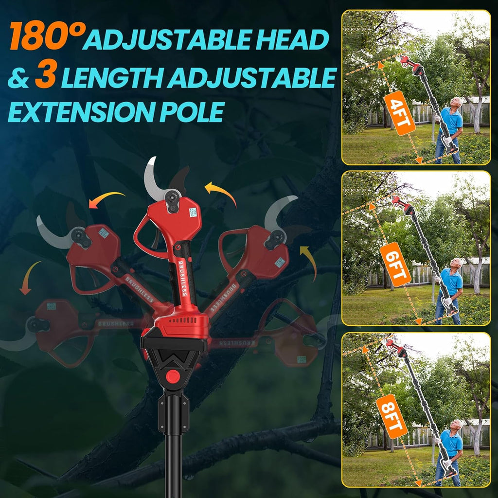 Electric Pruning Shears 50 mm, with Display, 2 Batteries 2000 mAh, Continued 4-8 Hours, Cutting Diameter is Adjustable in Two Gears (35/50 mm), Suitable for Orchards, Gardens and Farms