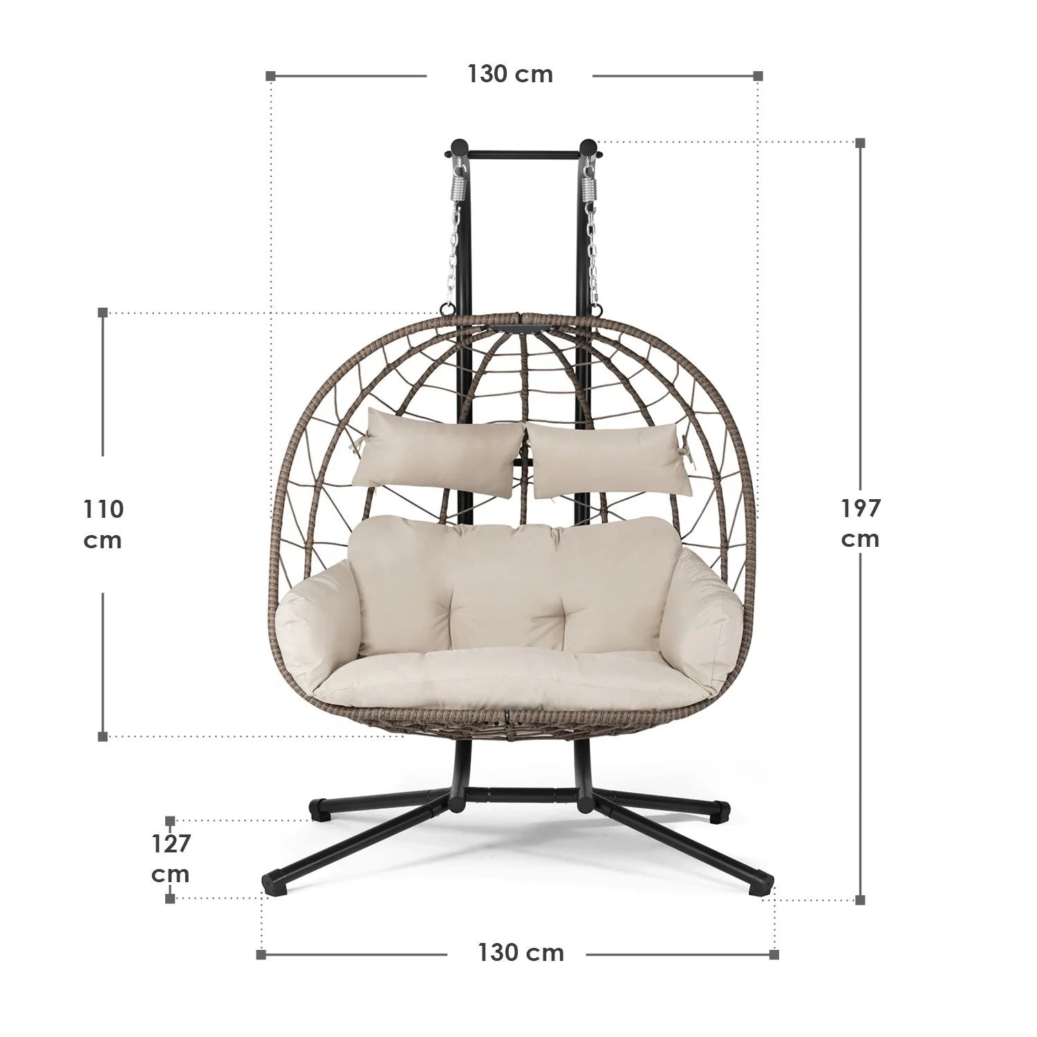 2025 Sillón colgante doble de resina trenzada Aria