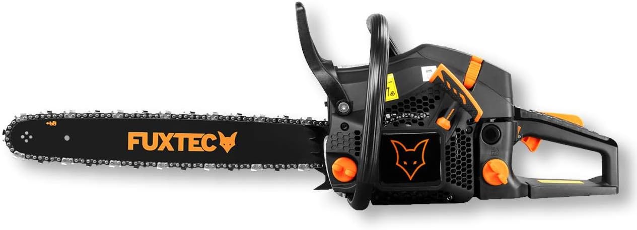 FUXTEC Motosierra Gasolina FX-KS262 de 2,85kw - con espada de 20'', longitud de corte 46 cm- 61,5cc - Easy-Start - incl. Protección de la espada y bolsa de transporte