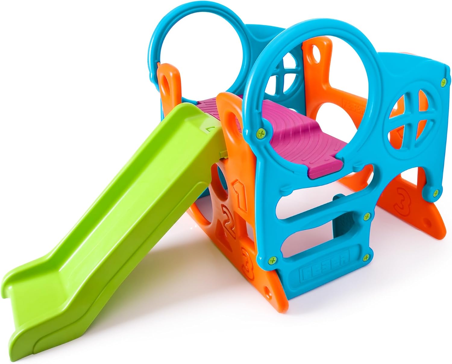 FEBER - Wood House, Centro de Actividades en el Bosque con Tobogán y Mesa Convertible en Arenero, Colores Luminosos y Resistentes a la Luz, Fácil Montaje, Niños de 3 a 8 años, Famosa (800009590)