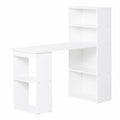 Escritorio de Ordenador Moderno de 120 cm con Estantería, Mesa de Estudio y Estación de Trabajo con 6 Estantes, Blanco