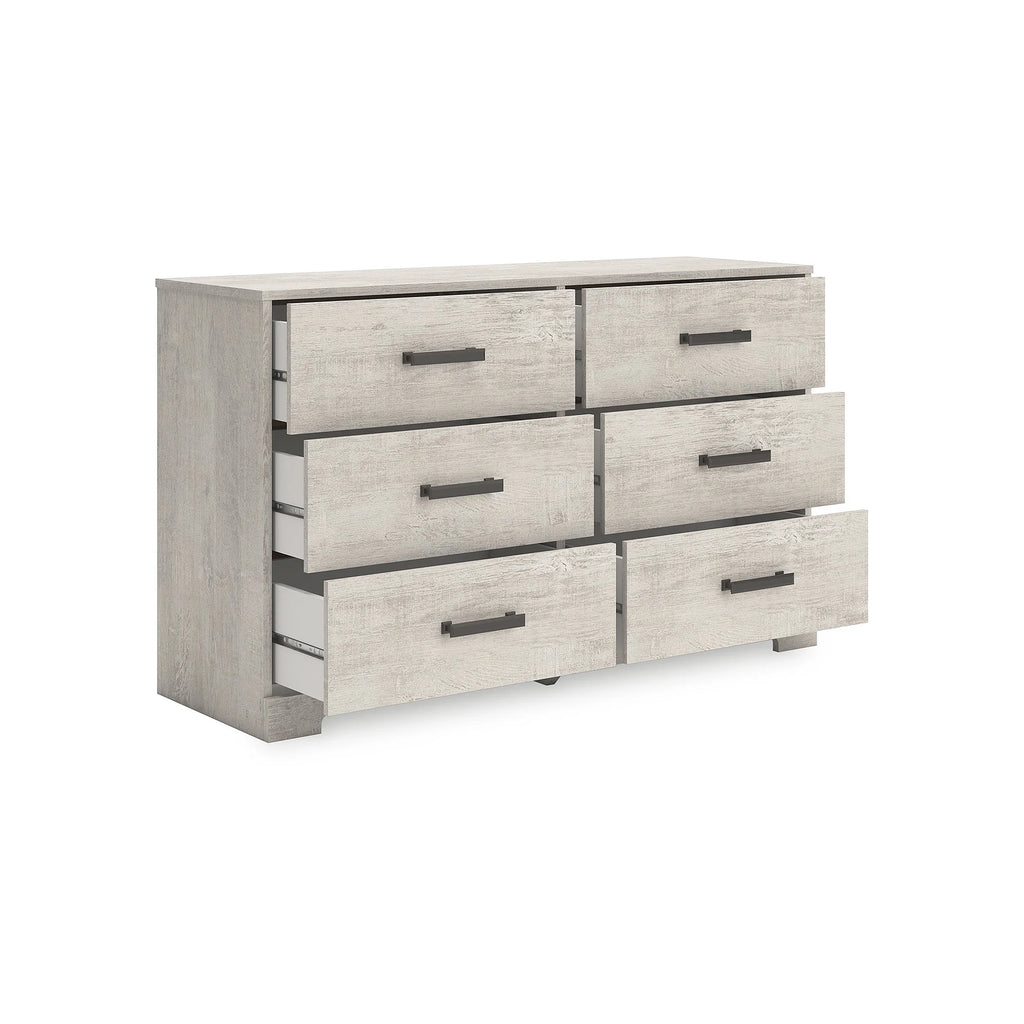 Cajonera Shawburn de 6 Cajones Estilo Granja Moderna de Signature Design by Ashley, Acabado Blanco Roto
