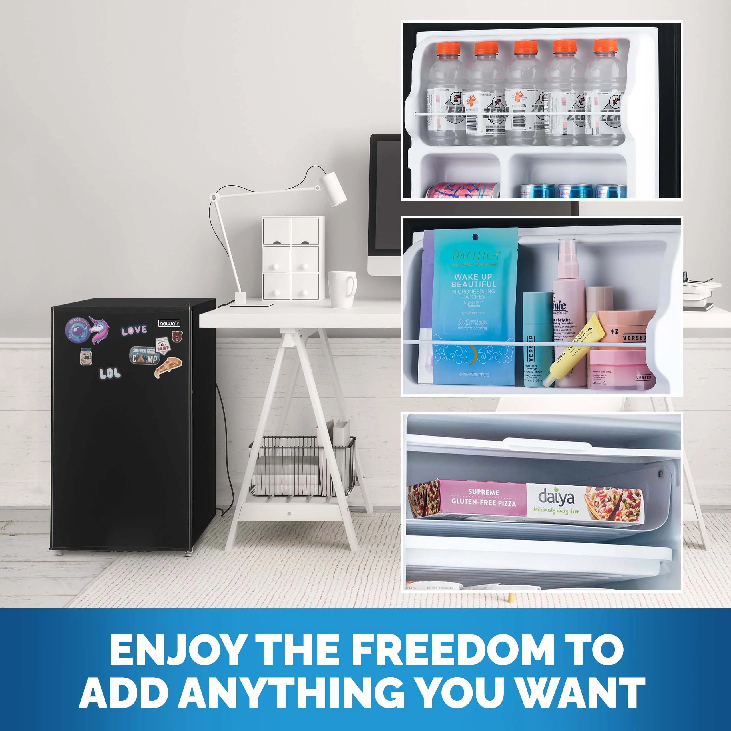 2025 Refrigerador Mini Bar Compacto Newair con Congelador – Negro (3,3 pies³)