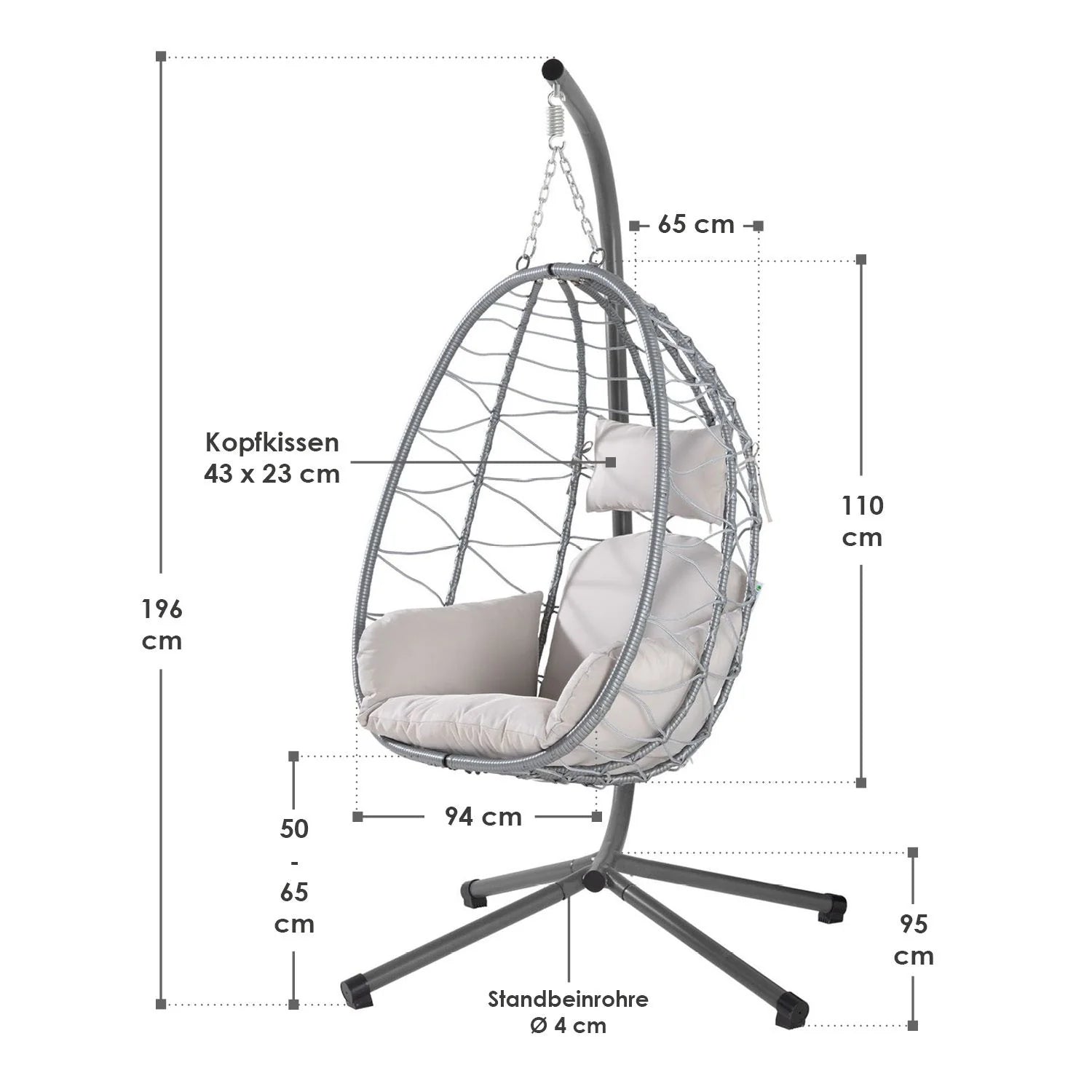 2025 Sillón colgante de ratán Aria con soporte incluido