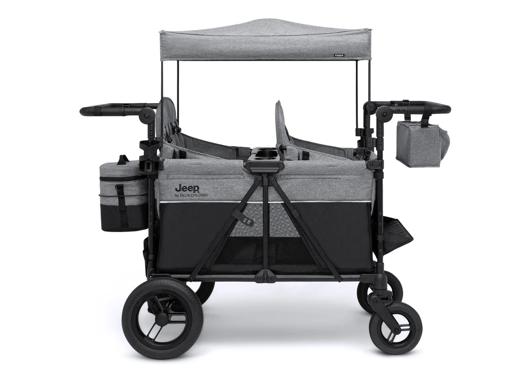 Carrito-Paseador Jeep Wrangler Deluxe para 4 Niños – Capota Desmontable, Bolsa Térmica, Asientos Modulares, Almacenamiento XXL, Ruedas Antipinchazos, Manillares Ajustables