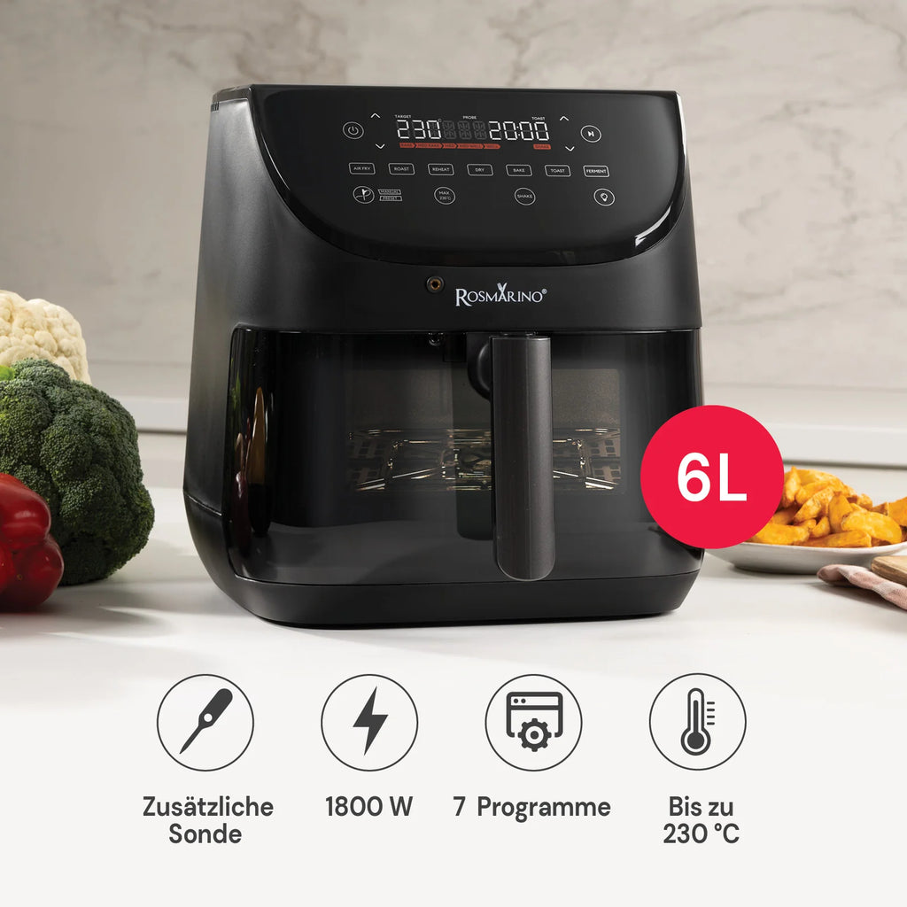 2025 Freidora de aire caliente Rosmarino TempSense – 6 L