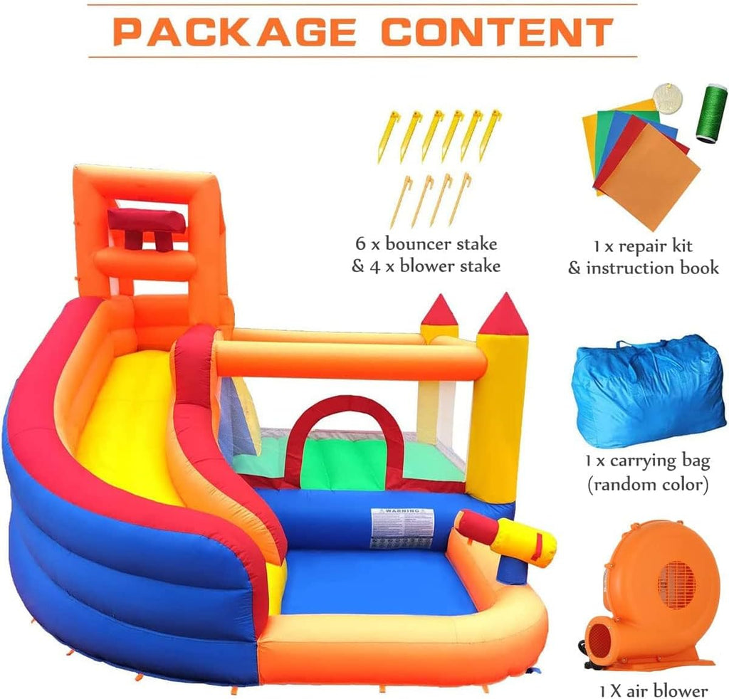 Ballsea Castillo Hinchable con Ventilador, Adecuado para niños de 3 a 10 años, para Interiores, cumpleaños Infantiles (488 x 223 x 220 cm)
