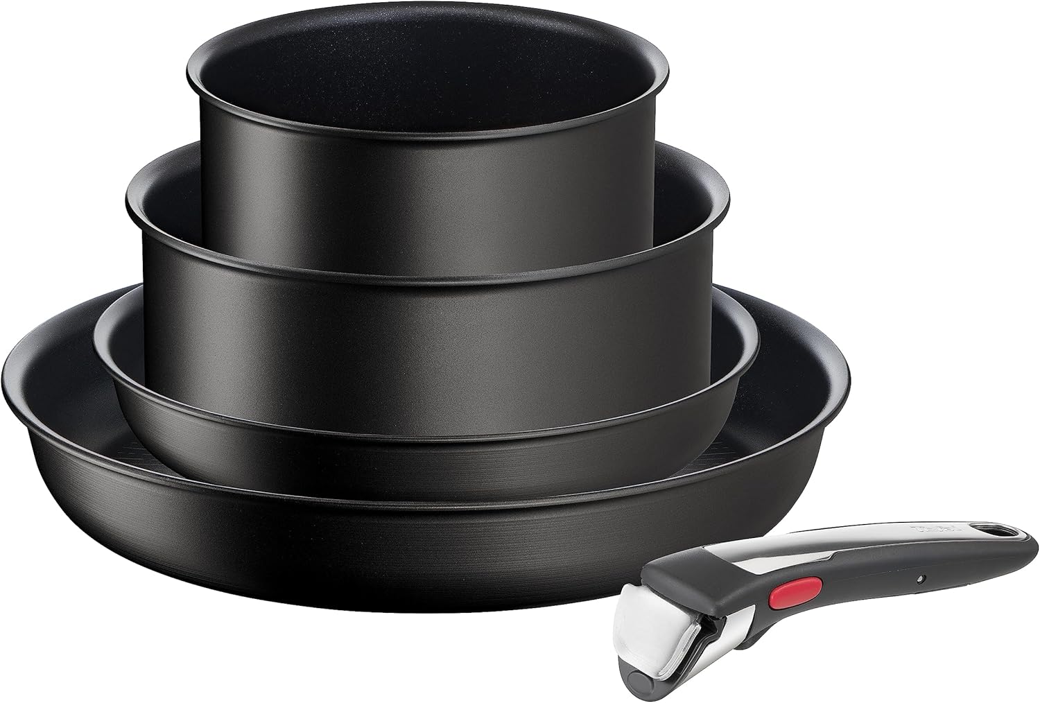 Tefal Ingenio Unlimited On - Juego de 3 Cazos 16/18/20 cm + Mango extraíble | Apto inducción, antiadherentes, revestimiento titanio, Thermo-signal, sin PFOA, apto lavavajillas y horno