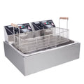 Freidora eléctrica ZOKOP de gran capacidad de 12,7 cuartos, tanque de acero inoxidable de una sola pieza con cesta, color plateado