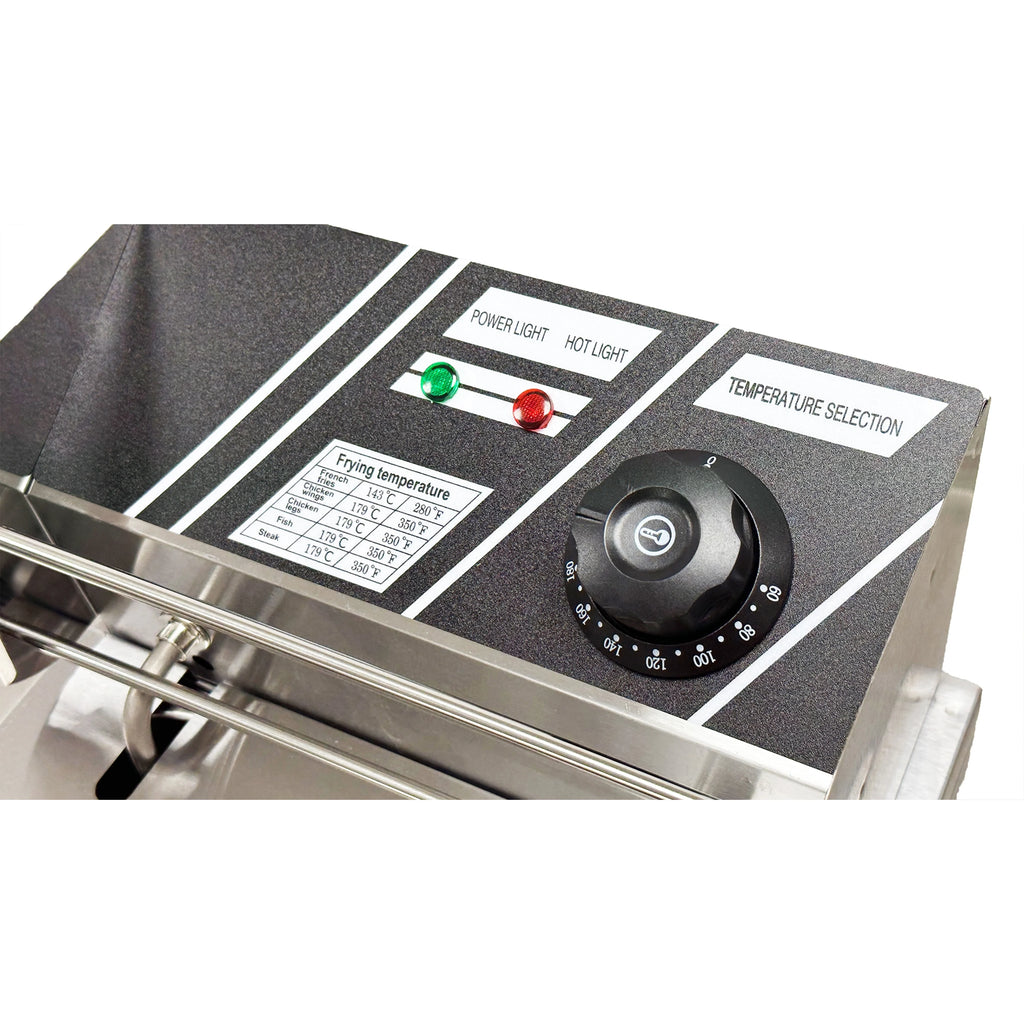 Freidora eléctrica de 1600 W, freidora de mesa de acero inoxidable con gran capacidad, freidora reforzada multifuncional, tanque único comercial de 2,5 galones
