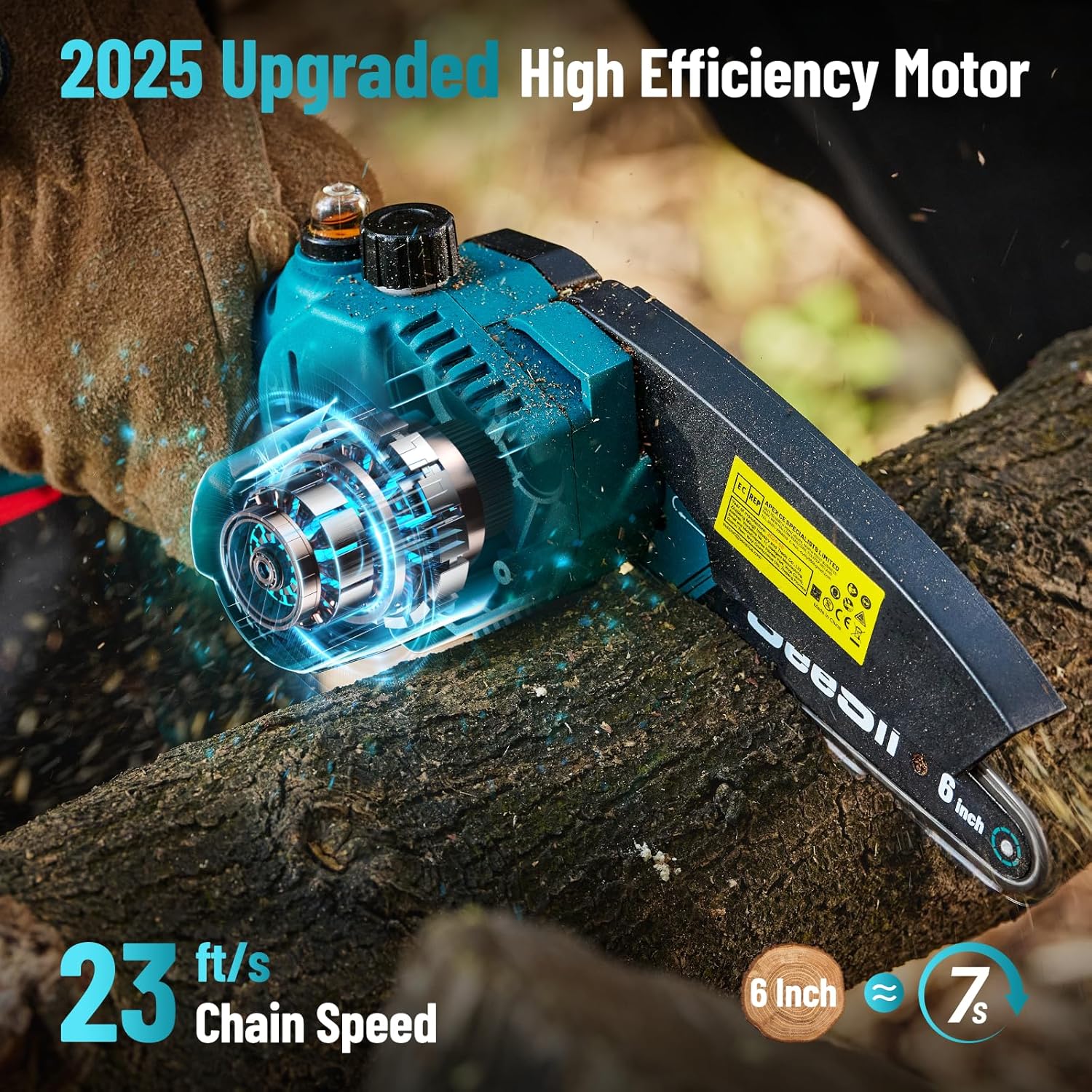 SEESII 2-in-1 Cordless Chain Saw and Mini Chainsaw with 2 4000mAh Batteries, 8 Inch Brushless Chainsaw with Telescopic Pole, Extendable up to 15 Feet for Tree Pruning