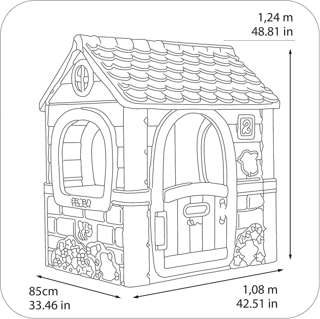 Feber - Fantasy House, Casita Infantil de Juegos con Puerta Abatible, Jugar al Aire Libre o en Casa, Resistente y de Fácil Montaje, para Niños de 2 a 6 años, Famosa (800010237), Versión previa