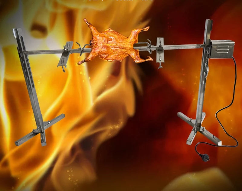 Asador giratorio de acero inoxidable INTSUPERMAI con trípode, motor eléctrico y capacidad de 40 kg para cordero